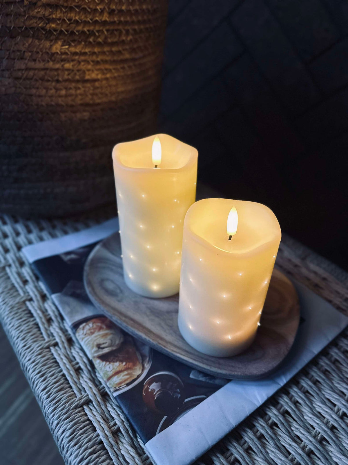 Bougie bloc LED Twinkle - 12,5 cm crème