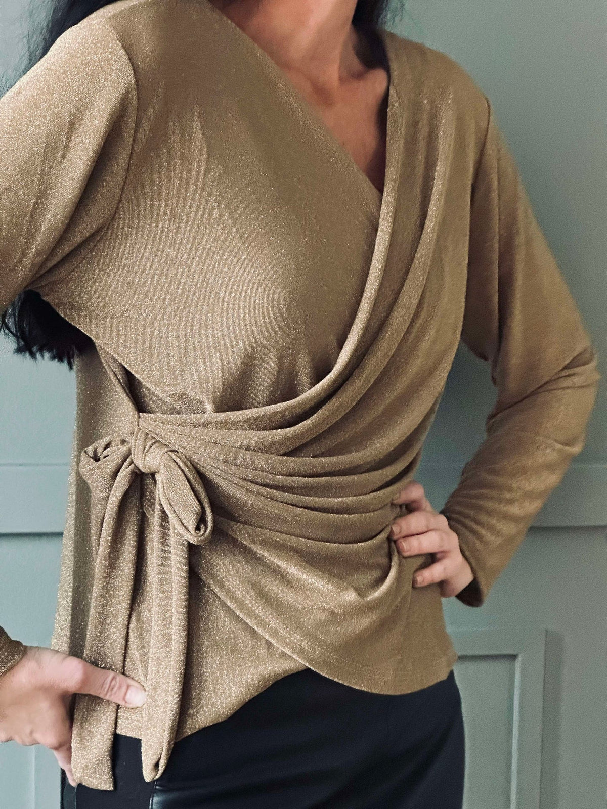 Blouse portefeuille avec paillettes - Gold