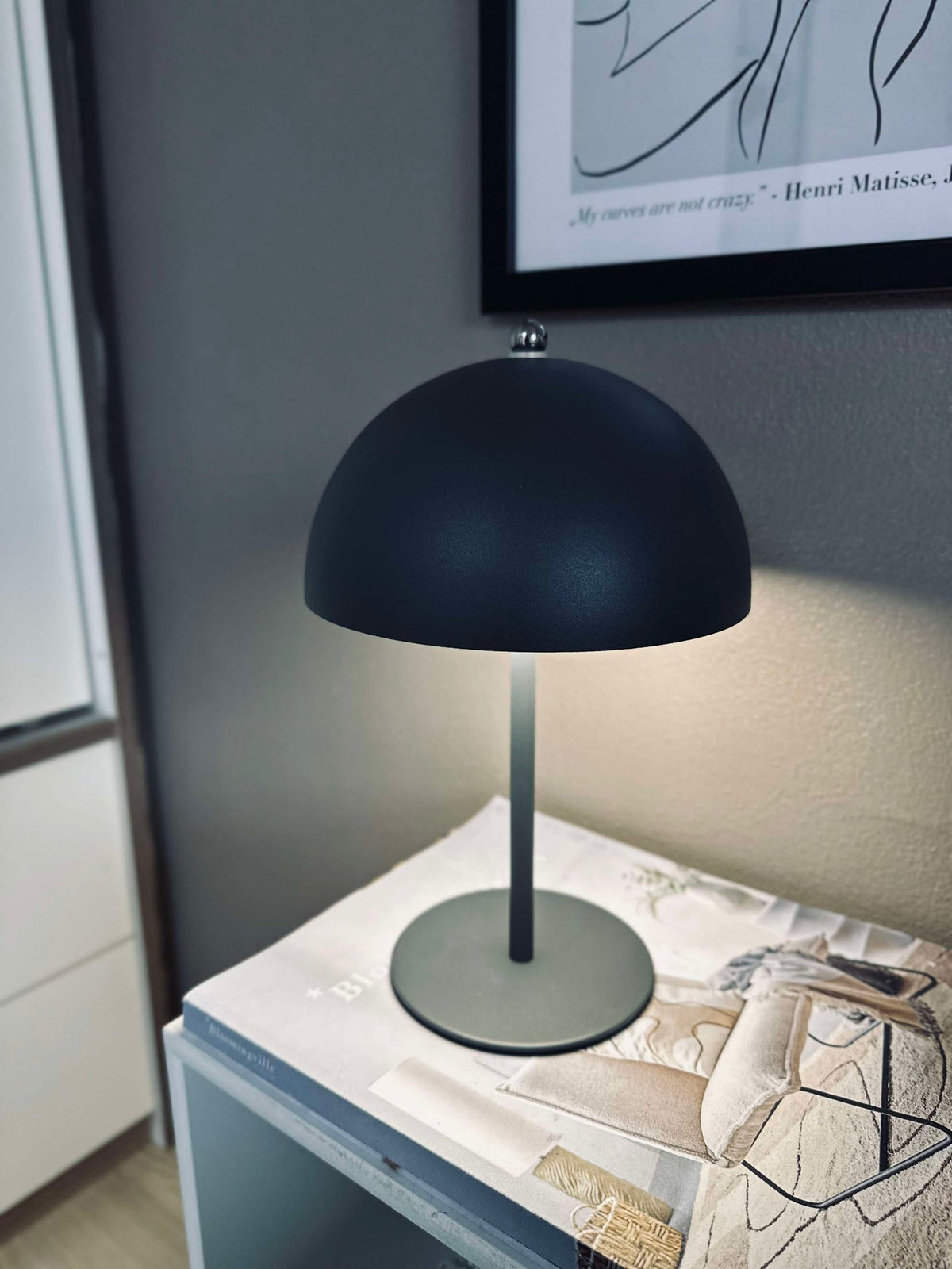 Lampe de table LED tactile, beige et grise