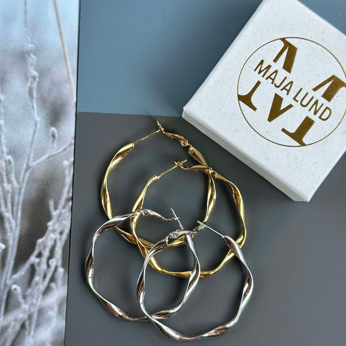 Boucles d’oreilles Hope torsadées plaquées argent