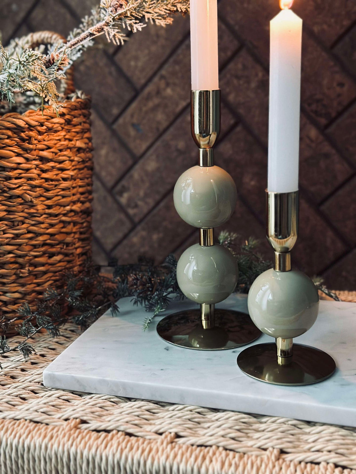 Bougeoir NOYA - Menthe 20 cm