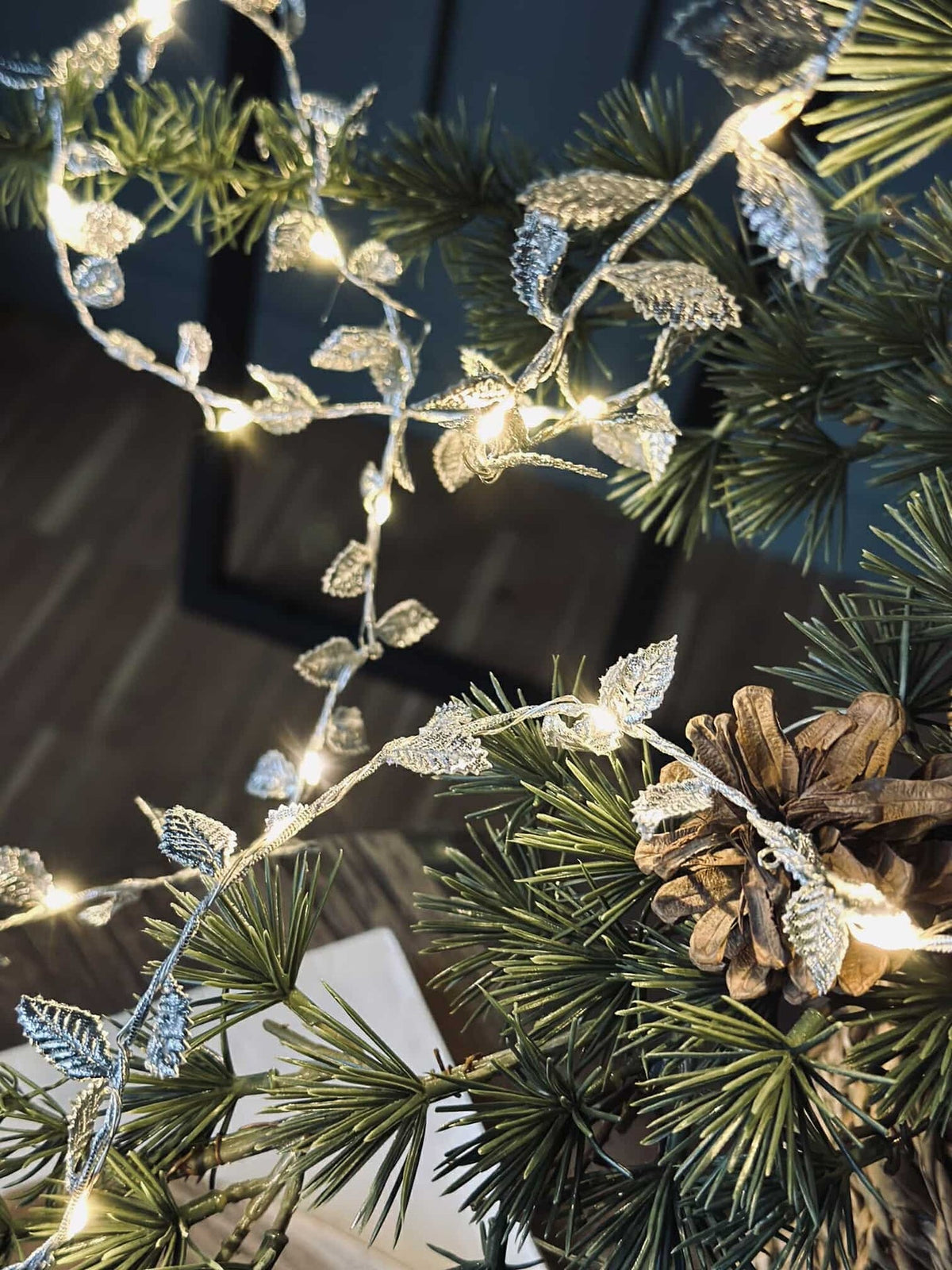 Guirlande lumineuse avec feuilles - Silver