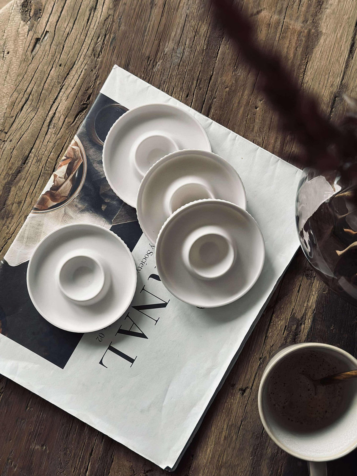Coquetiers en mélamine blanc - 4 pcs.
