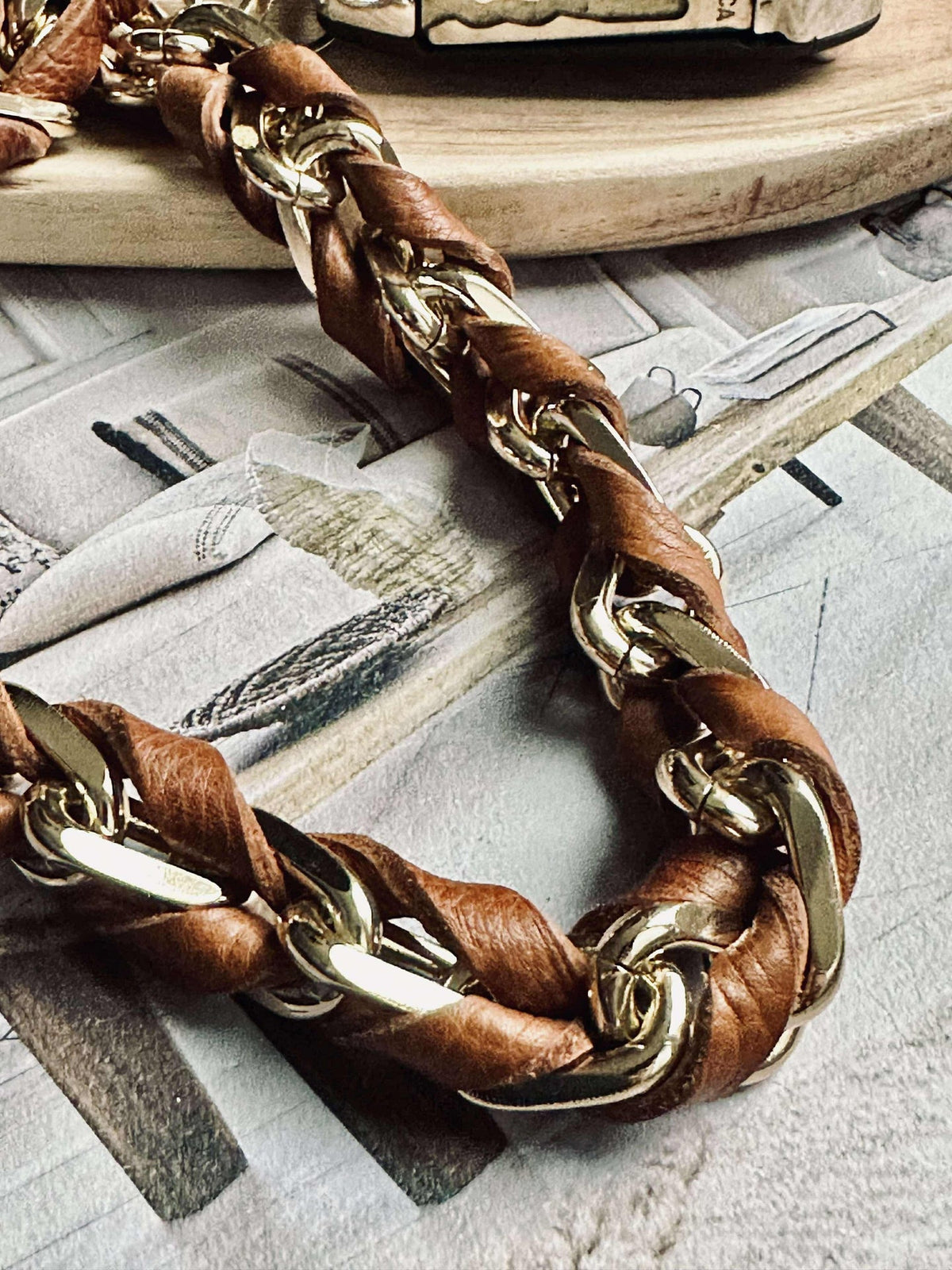 Lanière à clés – Walnut / Gold