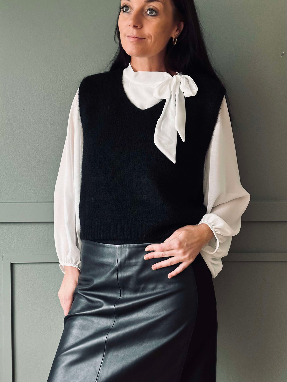Blouse avec nœud - White