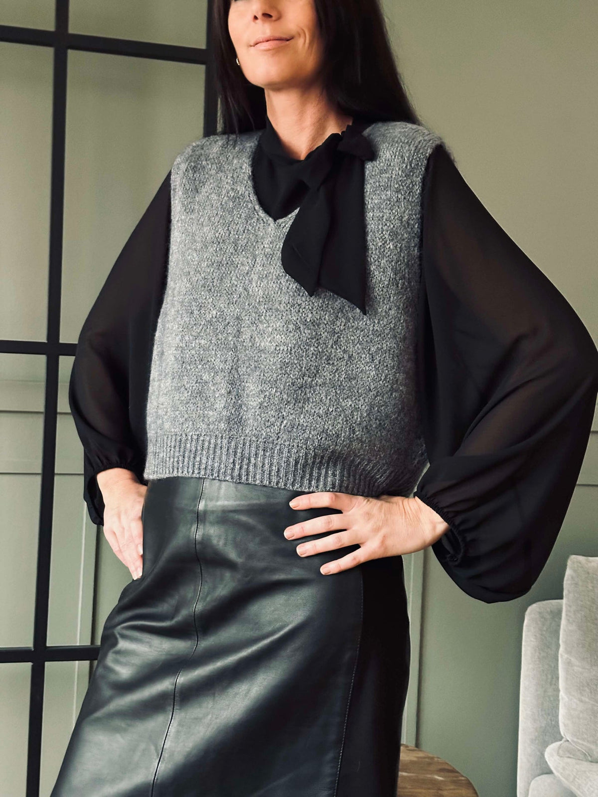 Blouse avec nœud - Black