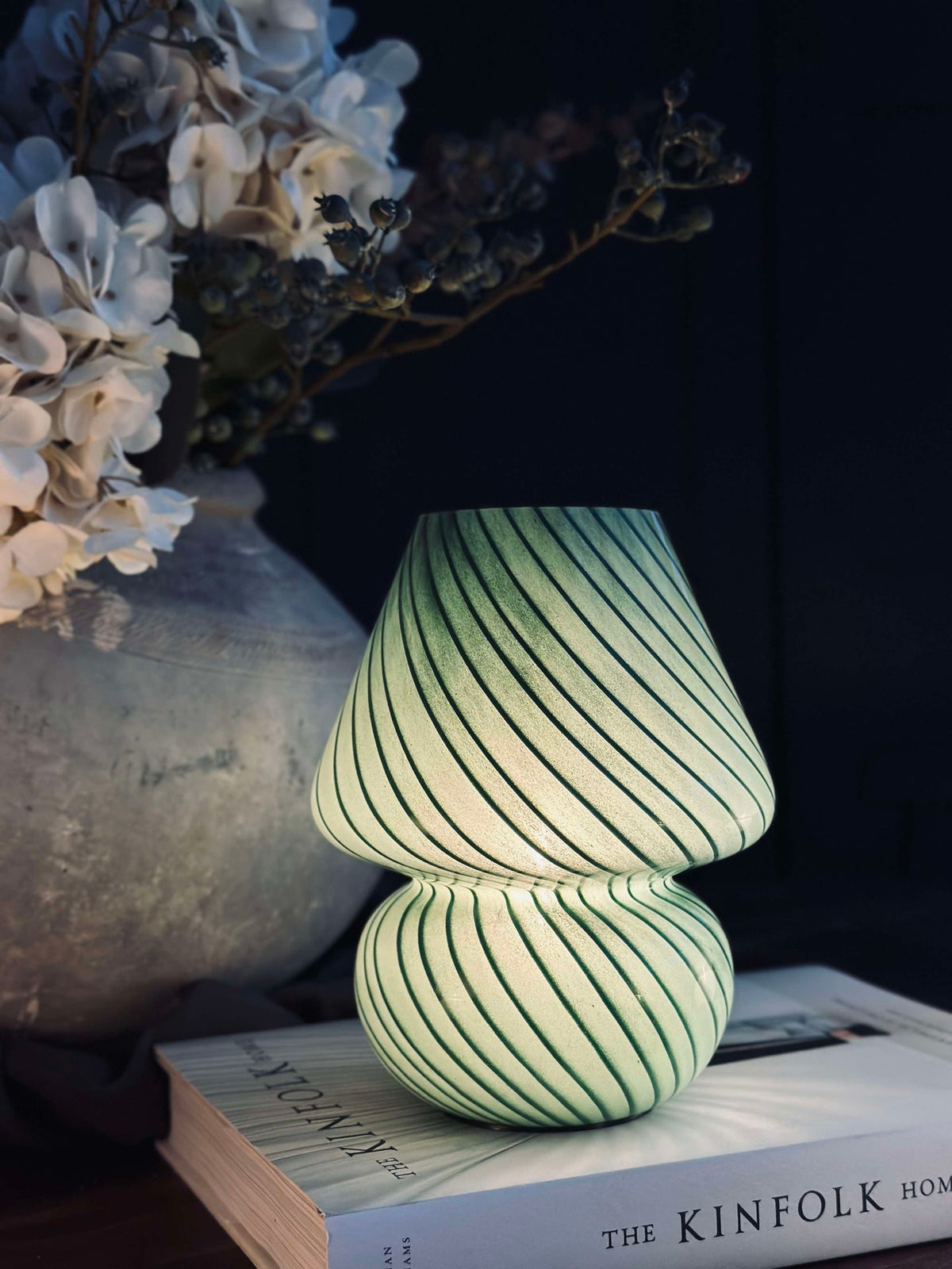 Mushroom Large - Verre soufflé bouche vert