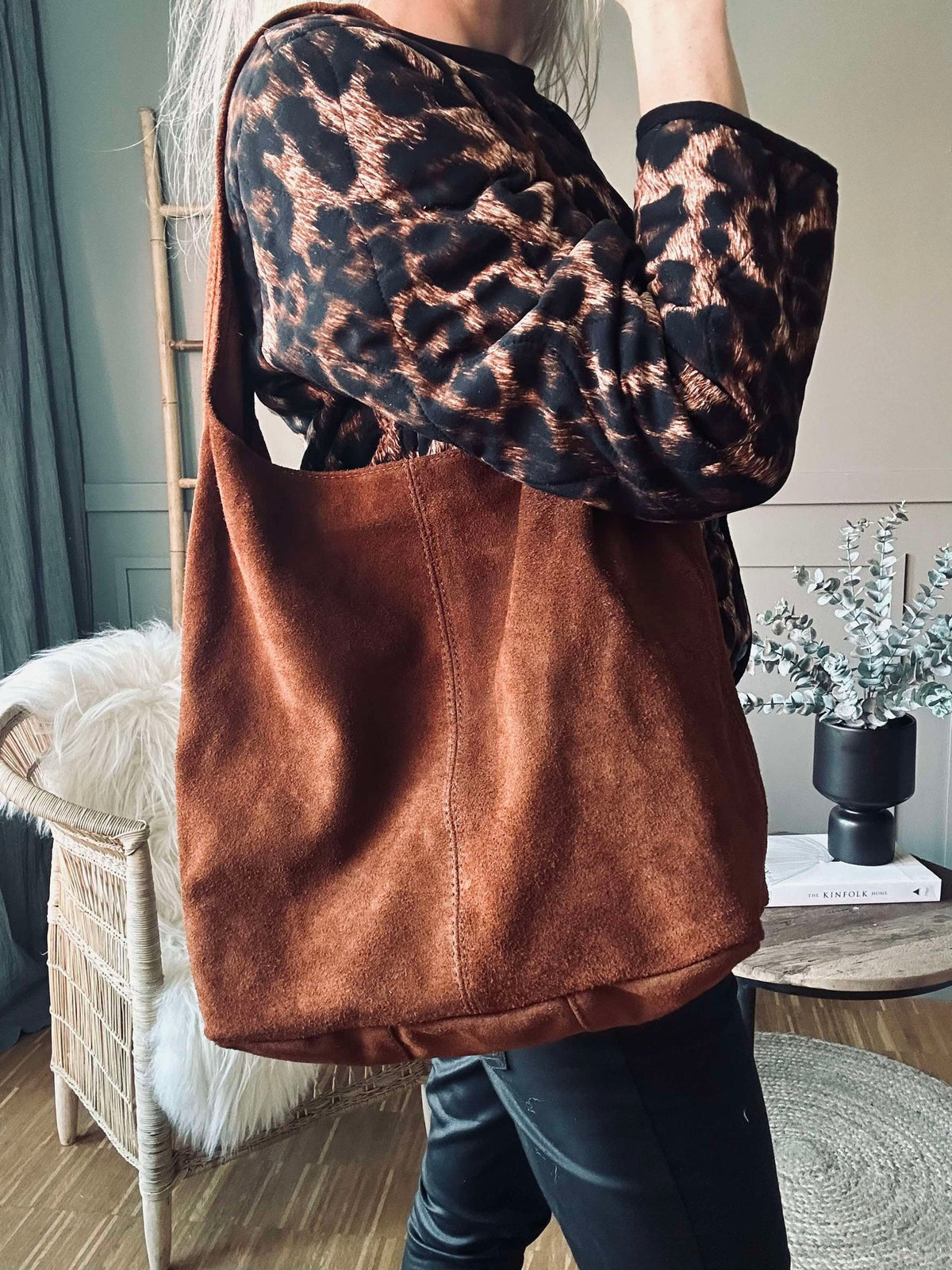 Shopper Dark cognac Suède