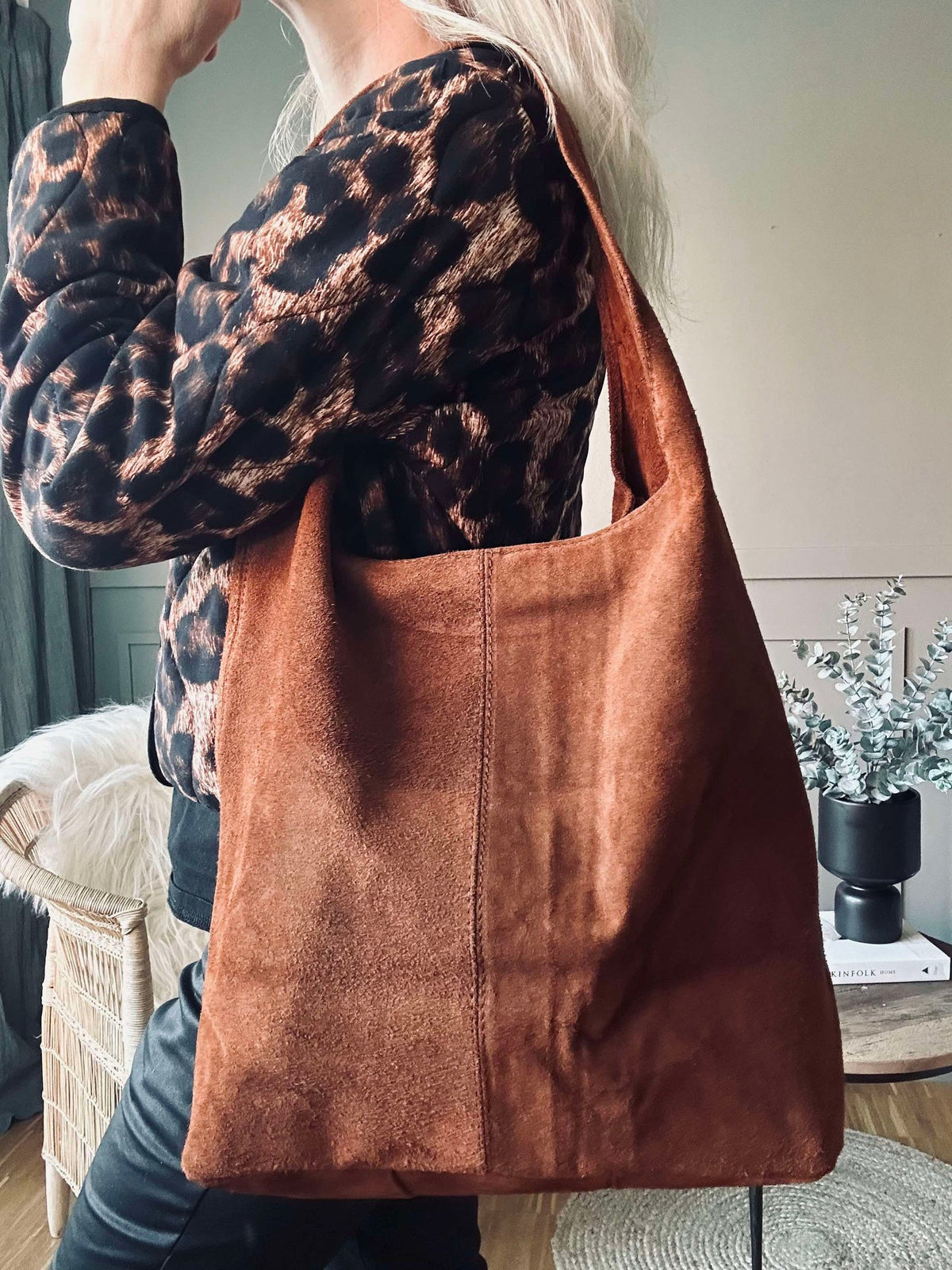 Shopper Dark cognac Suède