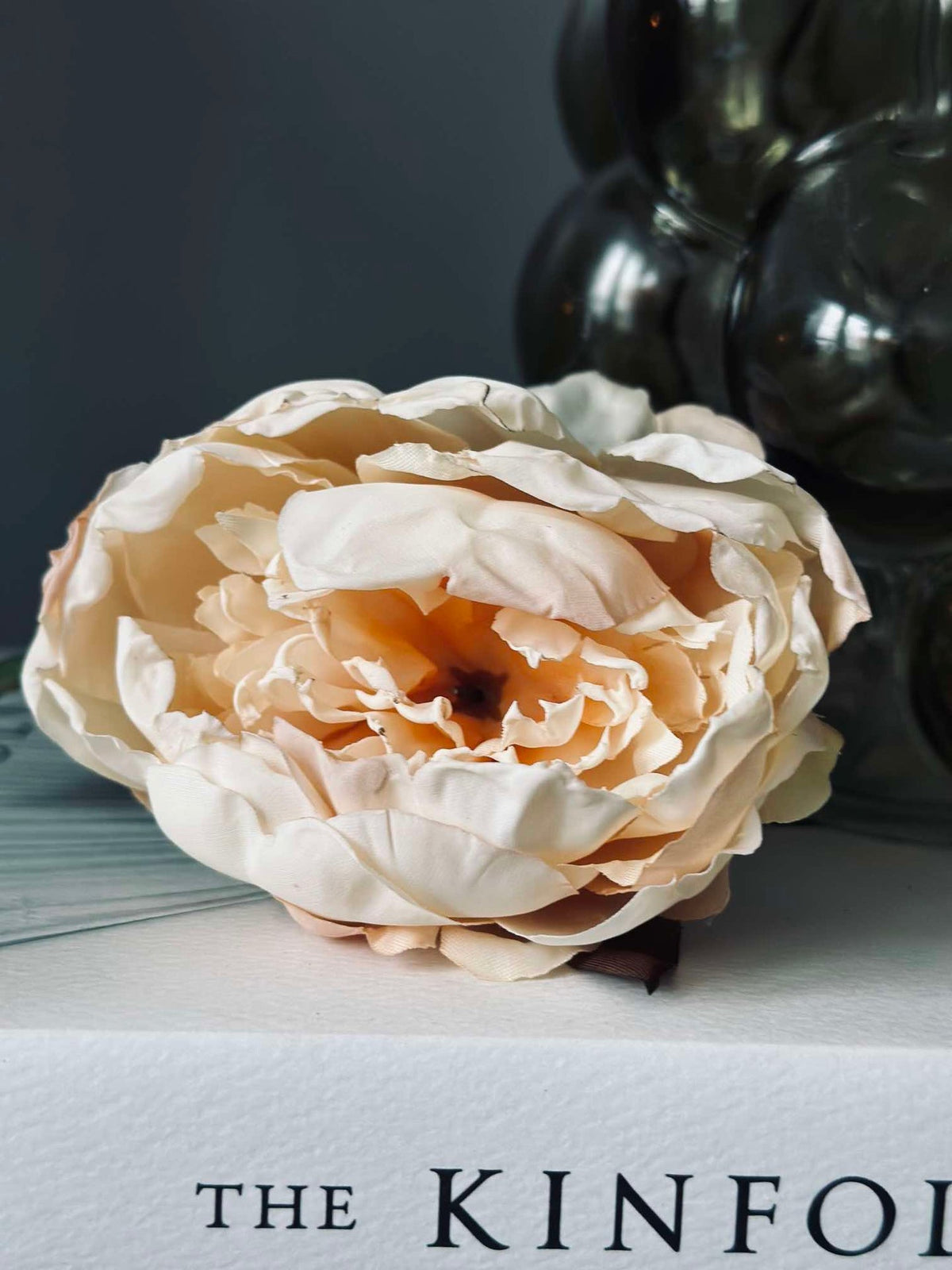 Fleur en soie pivoine crème