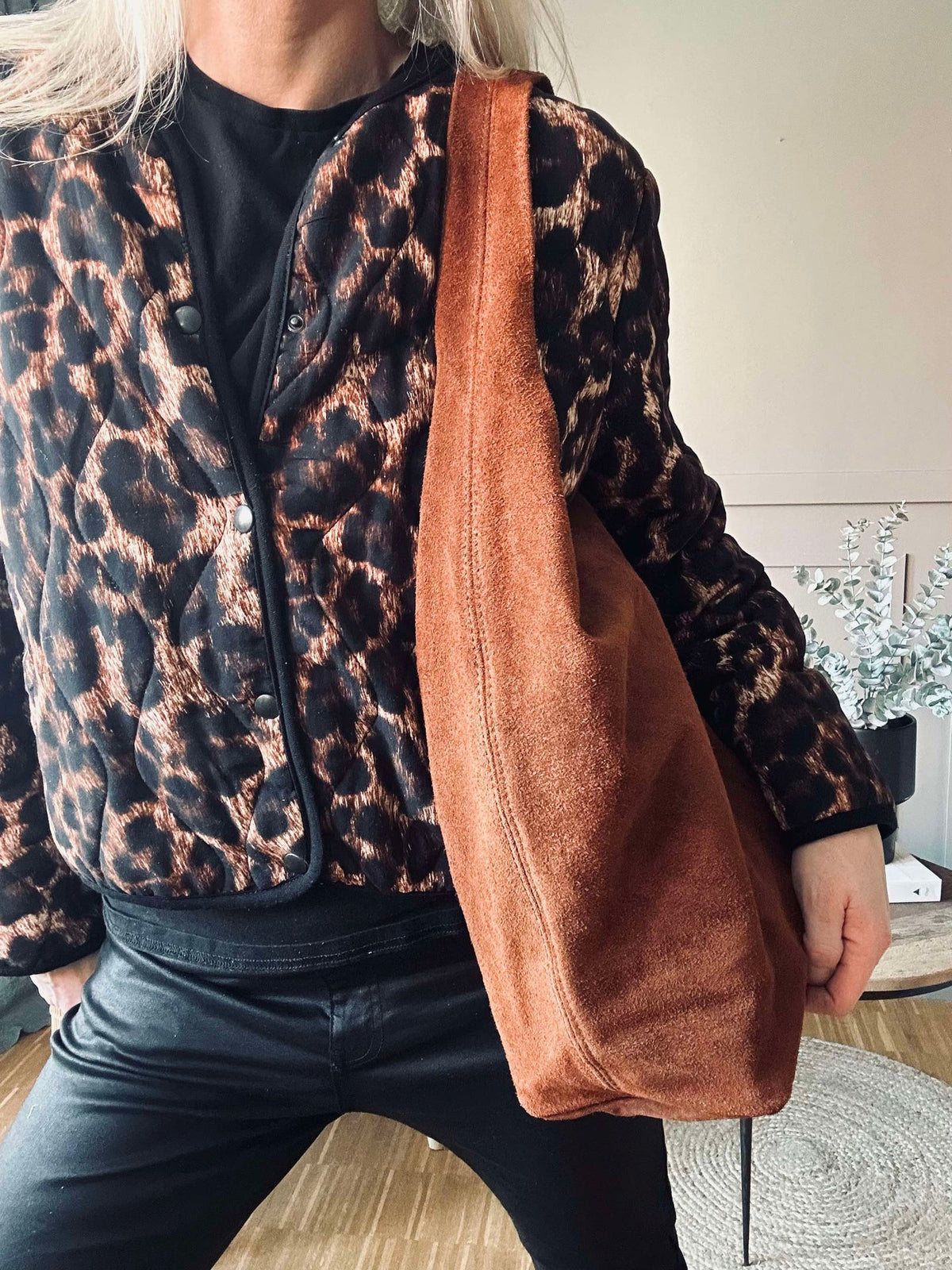 Shopper Dark cognac Suède