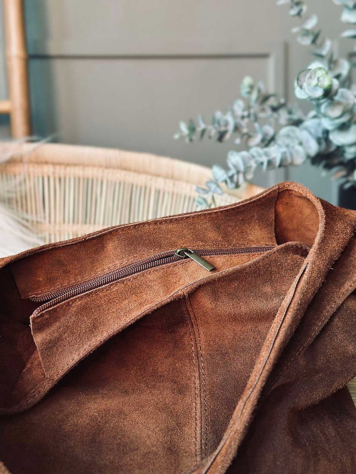 Shopper Dark cognac Suède