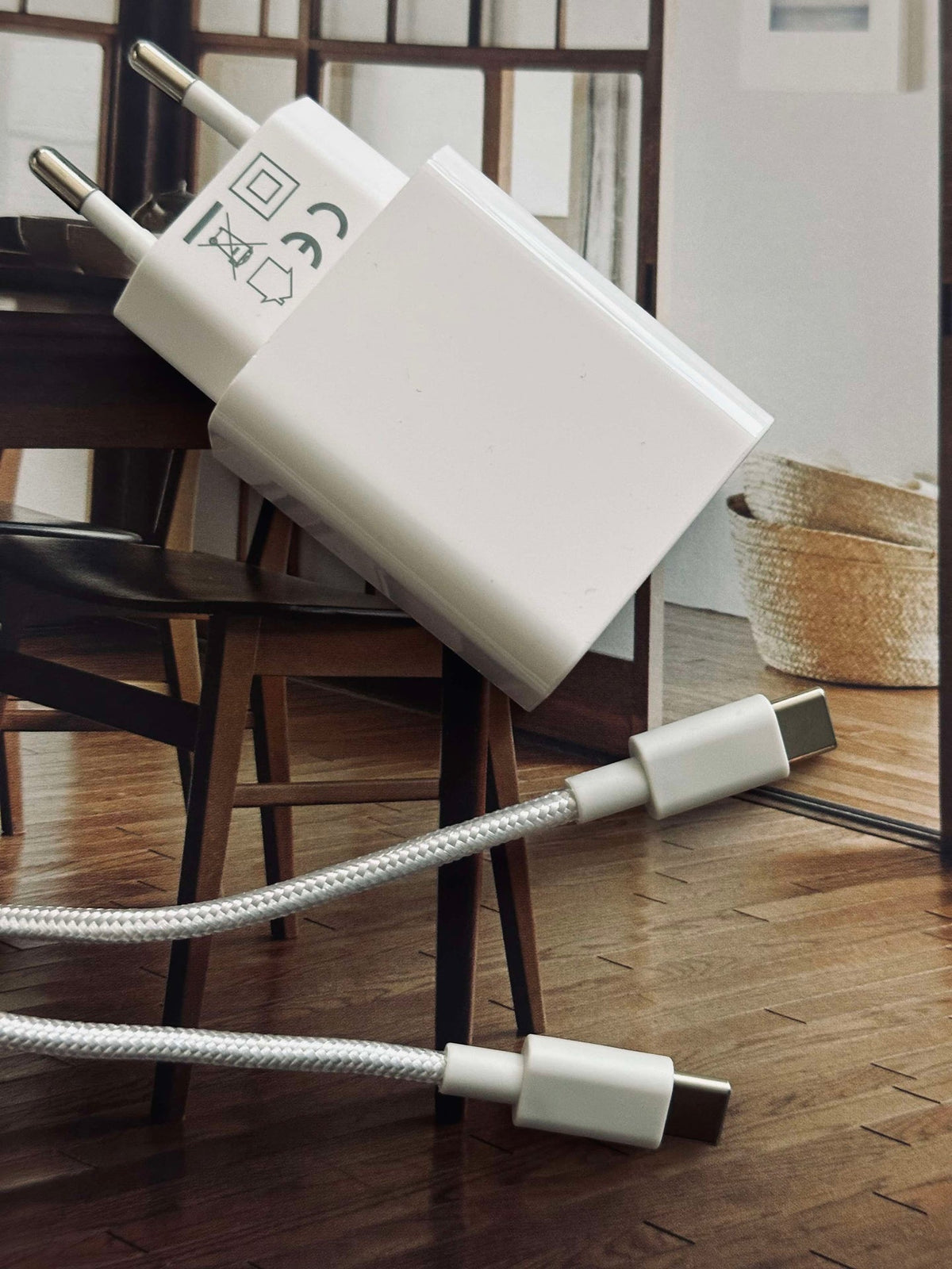 Chargeur USB C + câble en nylon 1 m : USB C vers USB C