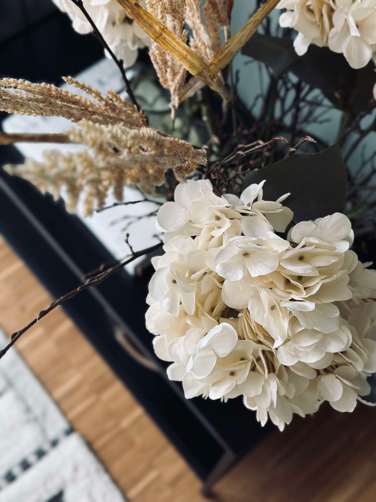Fleur en soie Hortensia Blanc