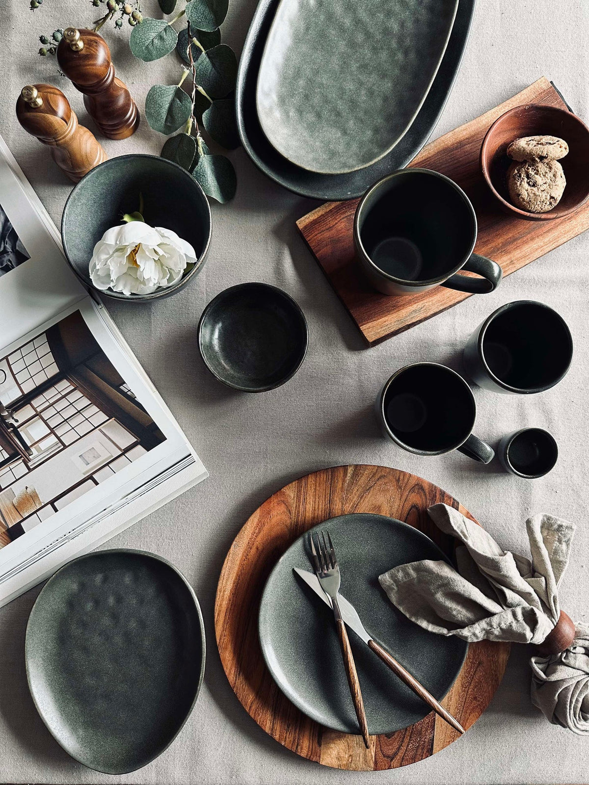 Tasse à anse en grès – Gris