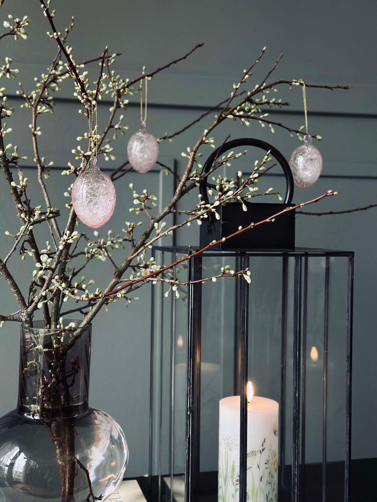 Œufs suspendus en verre - 3 pcs. - Rose