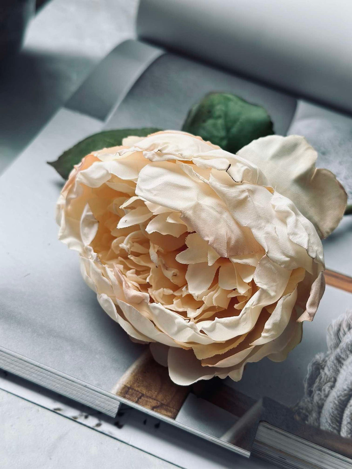 Fleur en soie pivoine crème