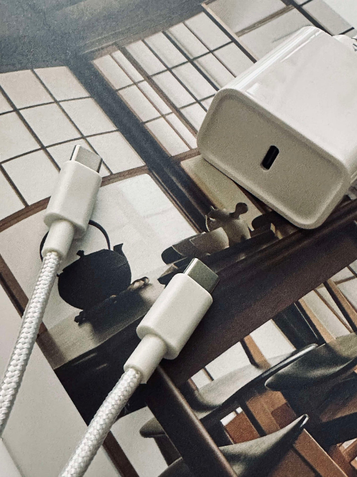 Chargeur USB C + câble en nylon 1 m : USB C vers USB C