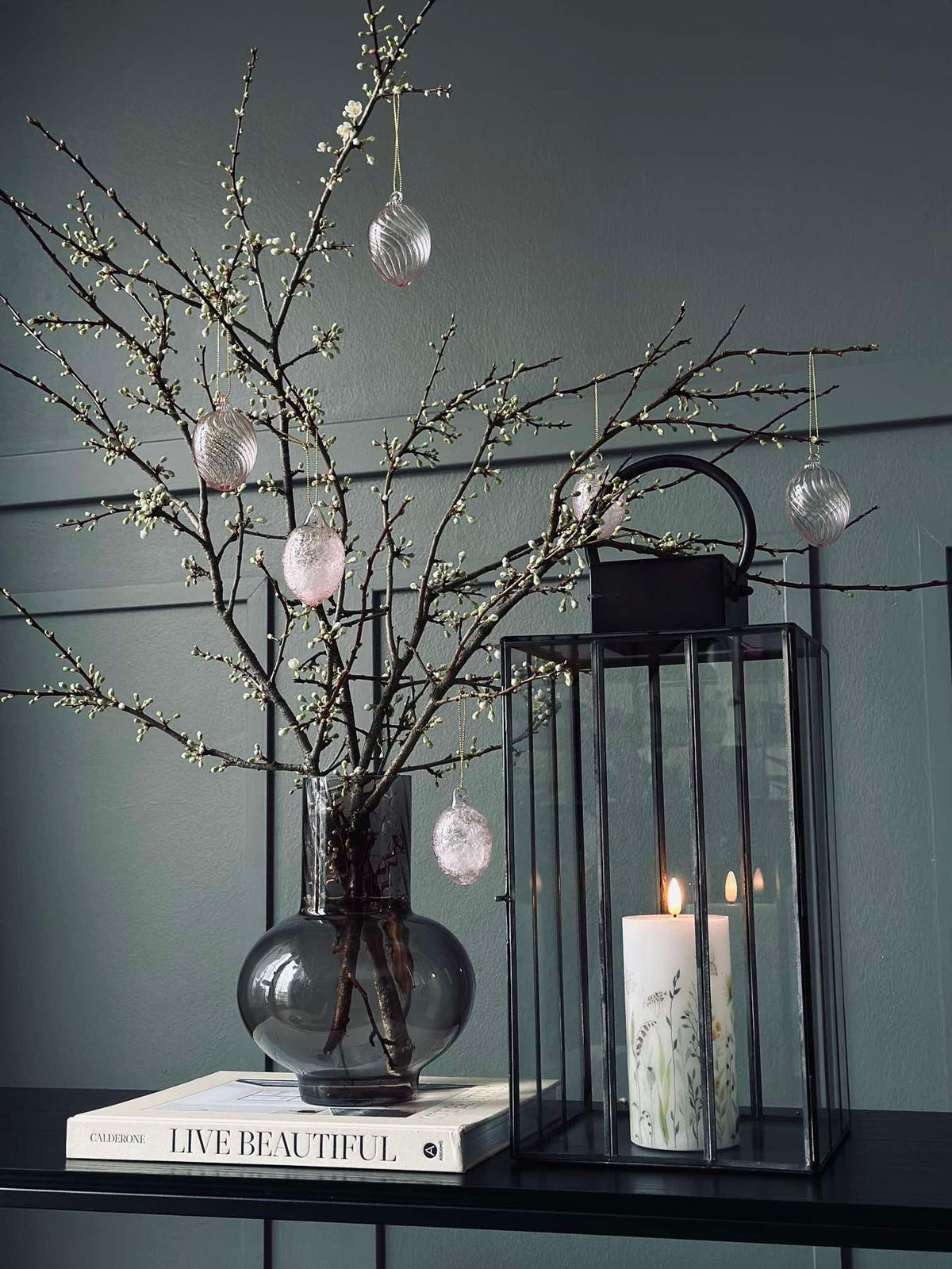 Œufs suspendus en verre - 3 pcs. - Rose