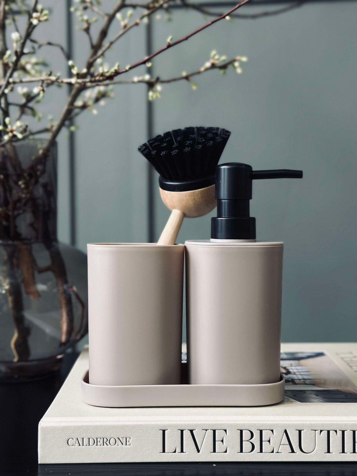 Ensemble distributeur en beige - Ensemble de 3 pièces