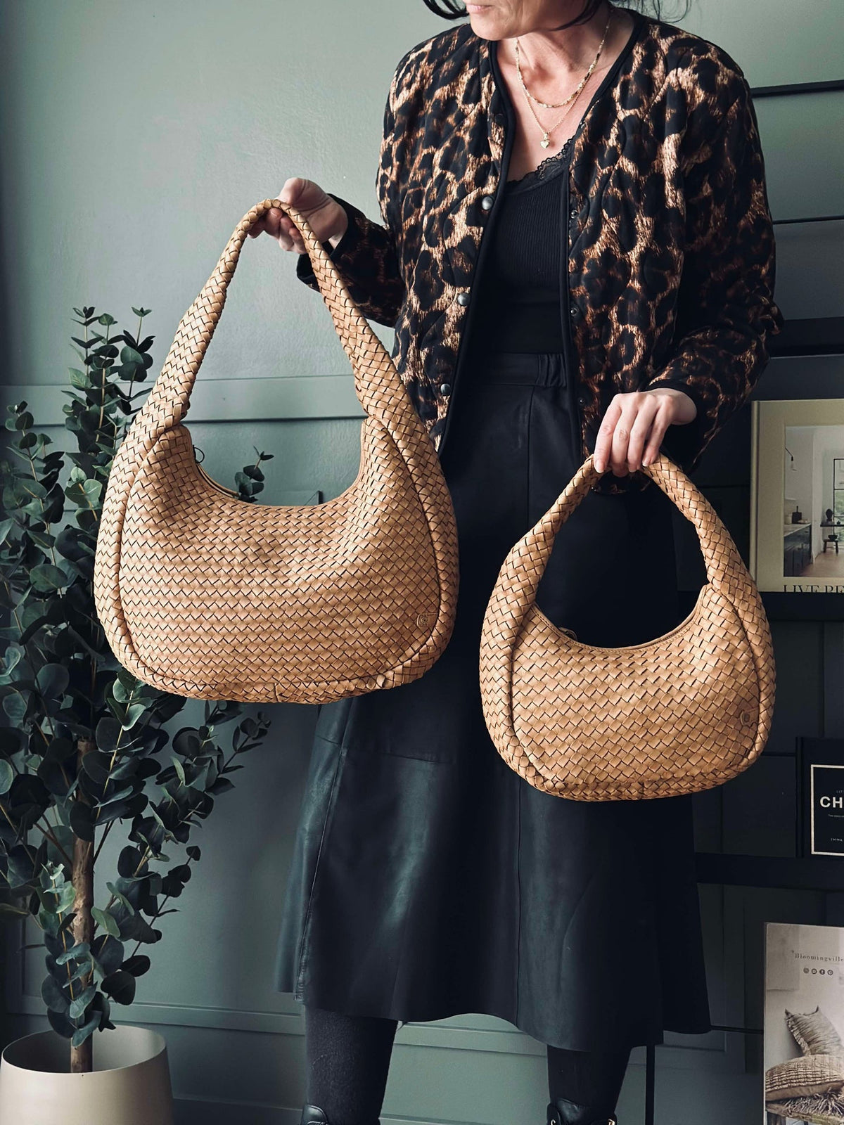 Sac à bandoulière tressé à la main élégant - Sable grand