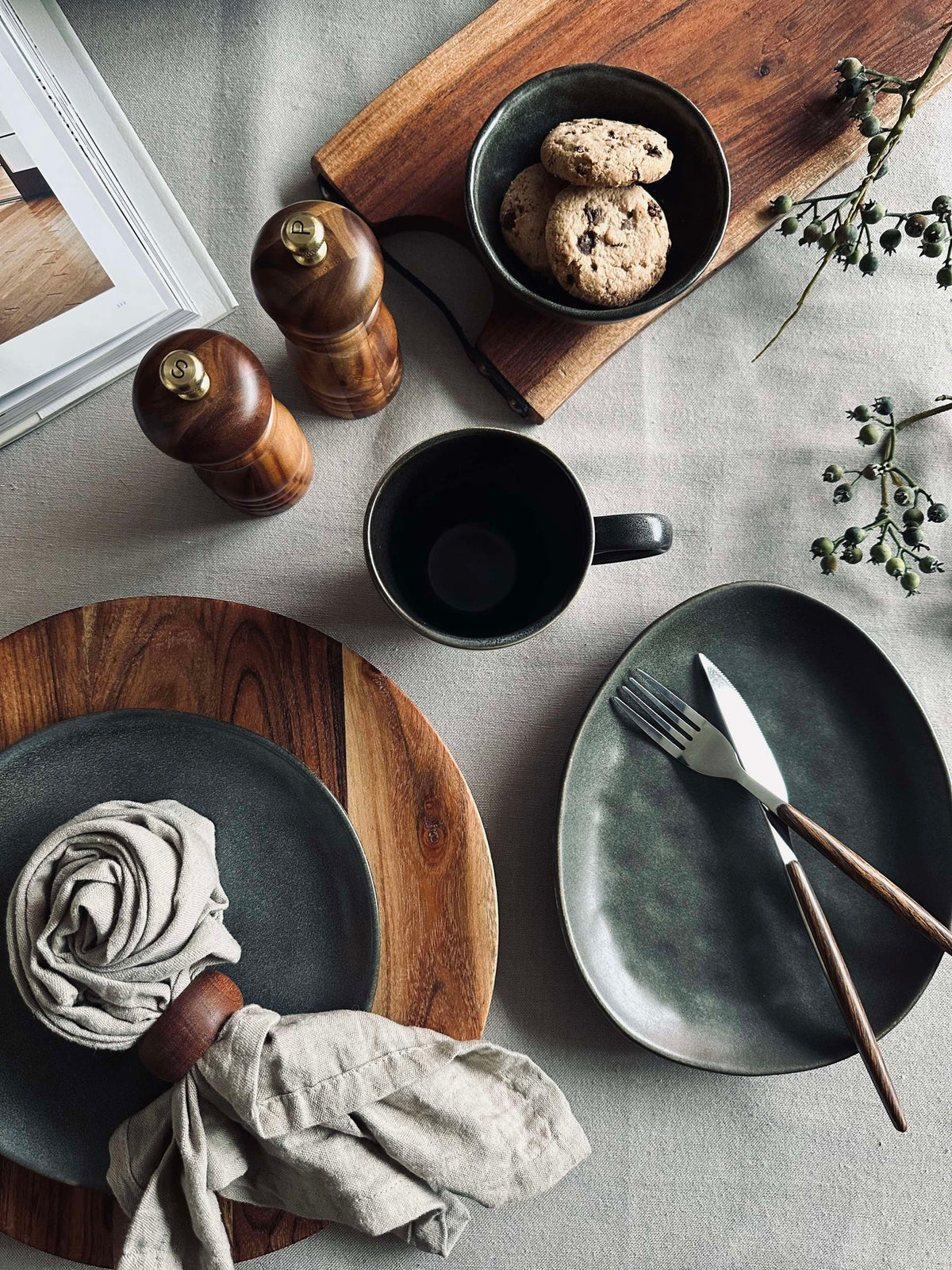 Assiette à dessert en grès - Gris