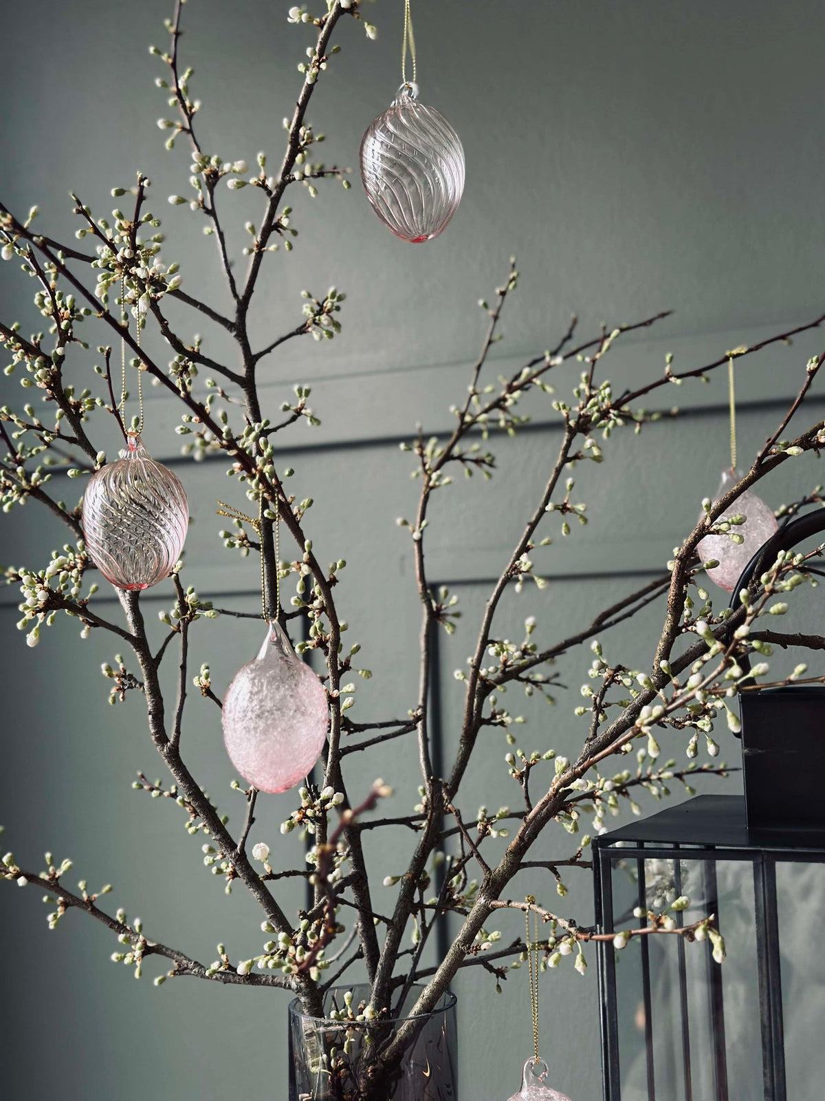 Œufs suspendus en verre - 3 pcs. - Rose
