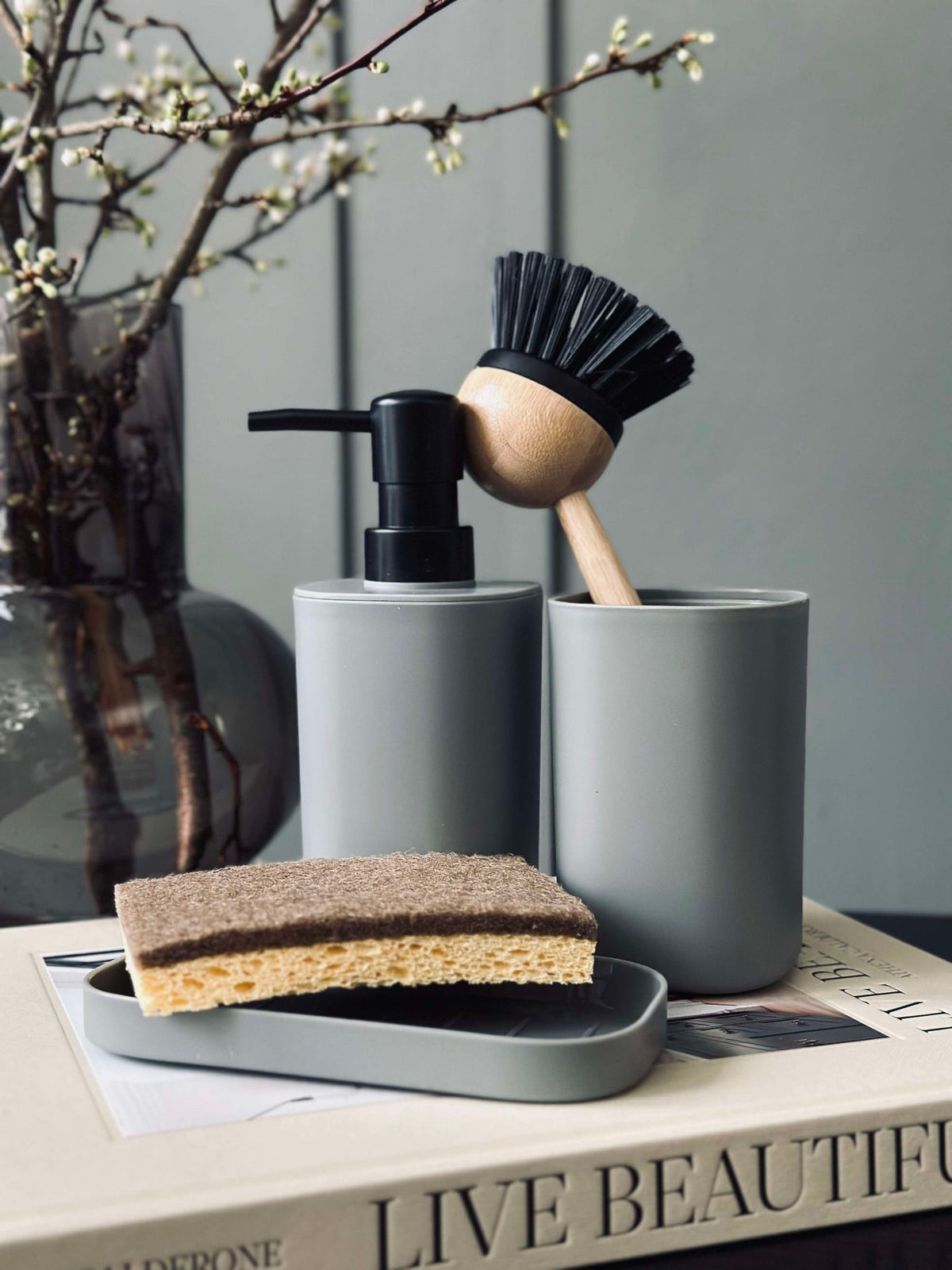 Set distributeur gris - lot de 3 pièces