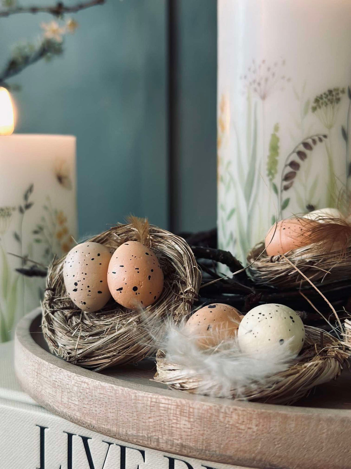 Lot de 6 nids avec œufs de Pâques - Décoration de table