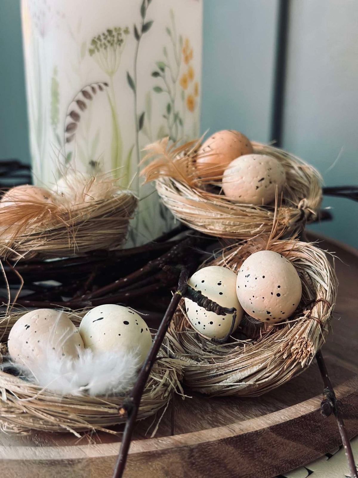 Lot de 6 nids avec œufs de Pâques - Décoration de table