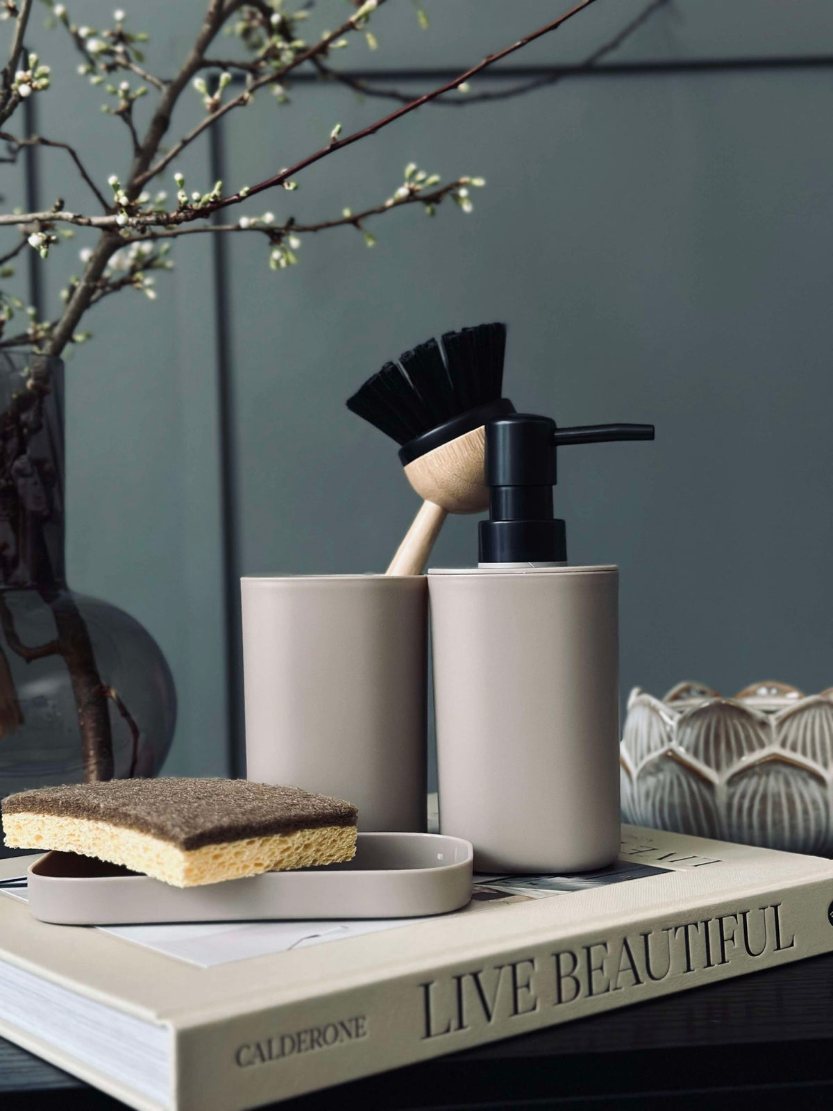 Ensemble distributeur en beige - Ensemble de 3 pièces