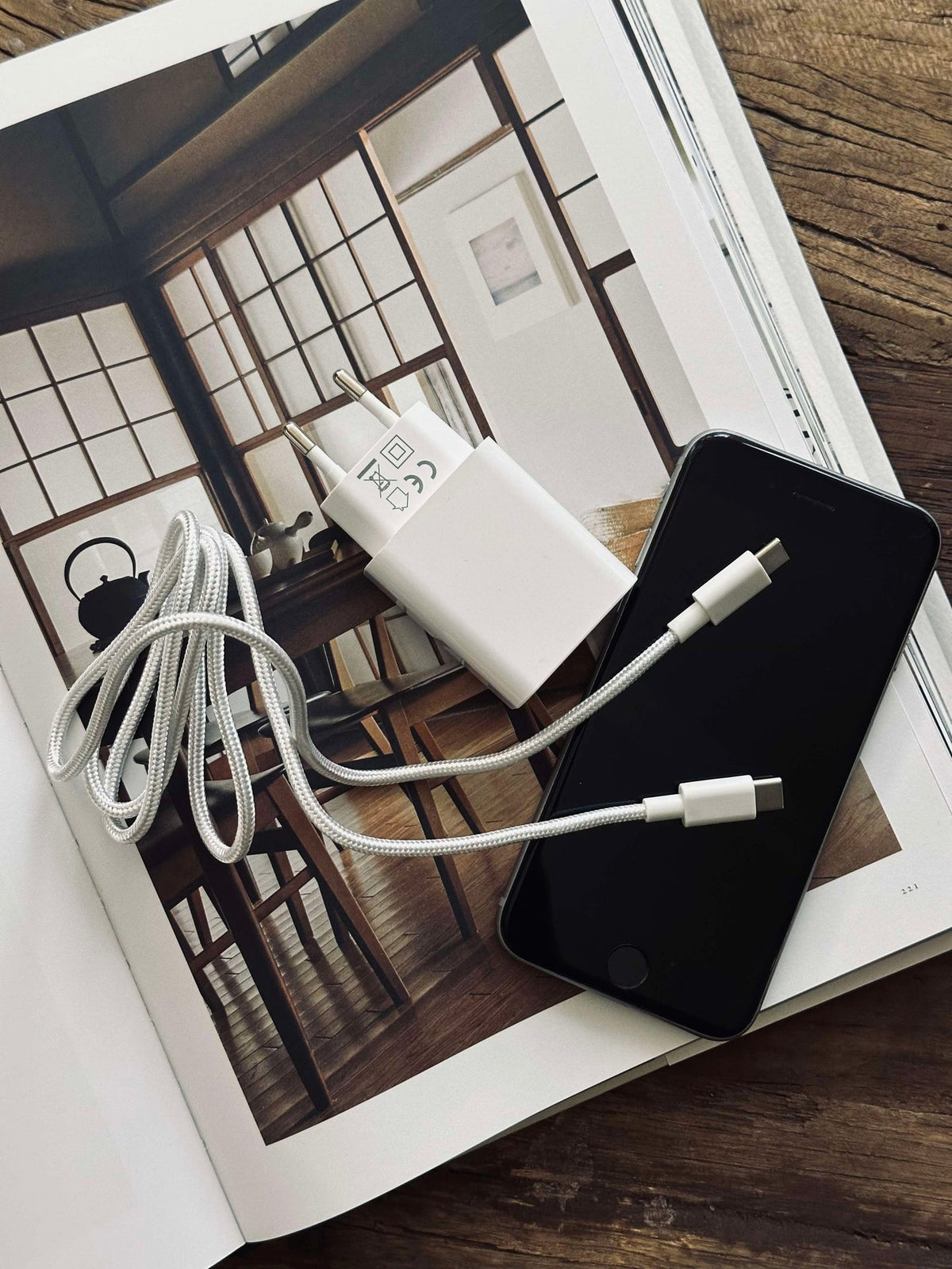 Chargeur USB C + câble en nylon 1 m : USB C vers USB C