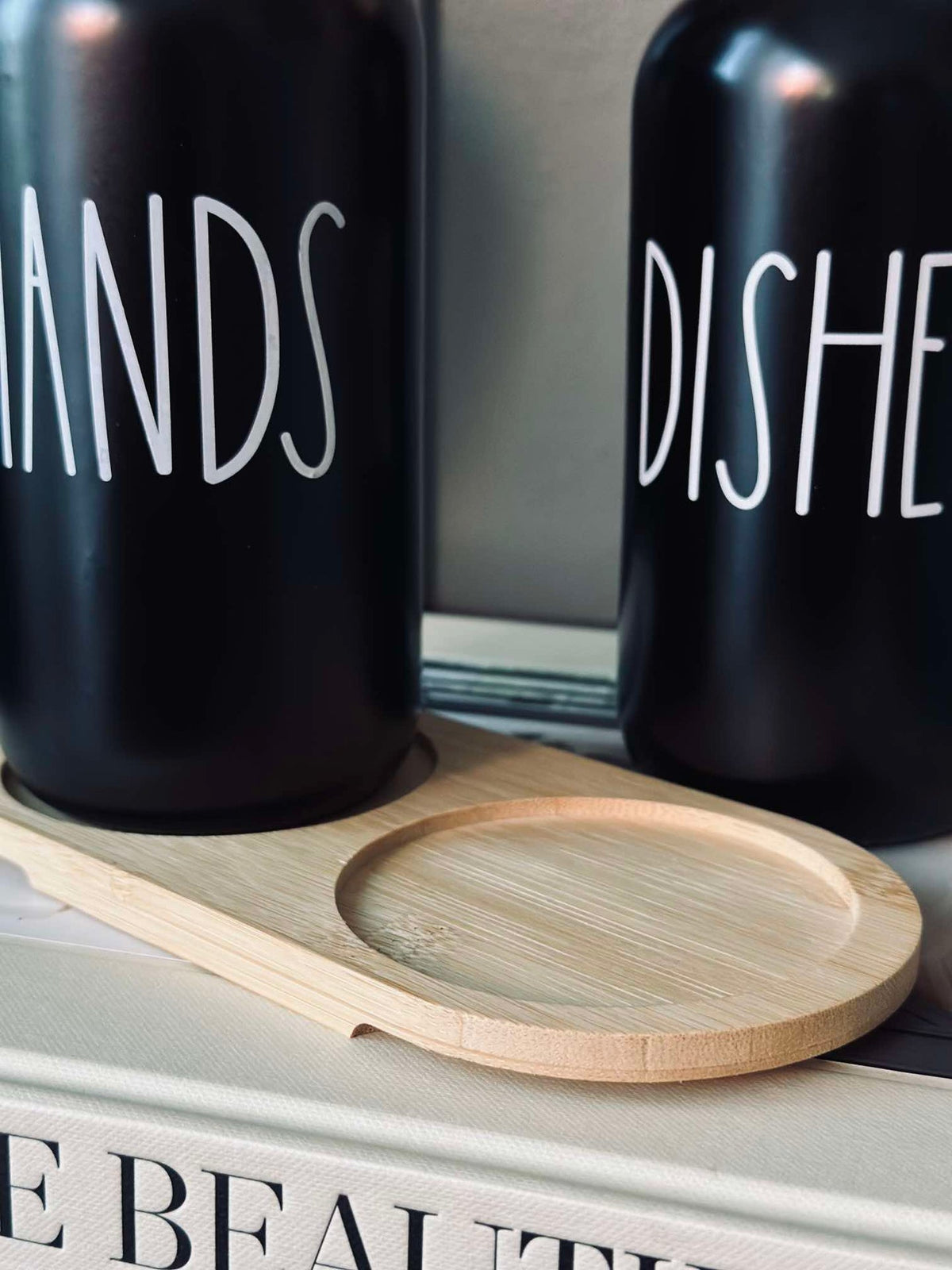 Distributeur de savon 2 pièces avec plateau - Noir