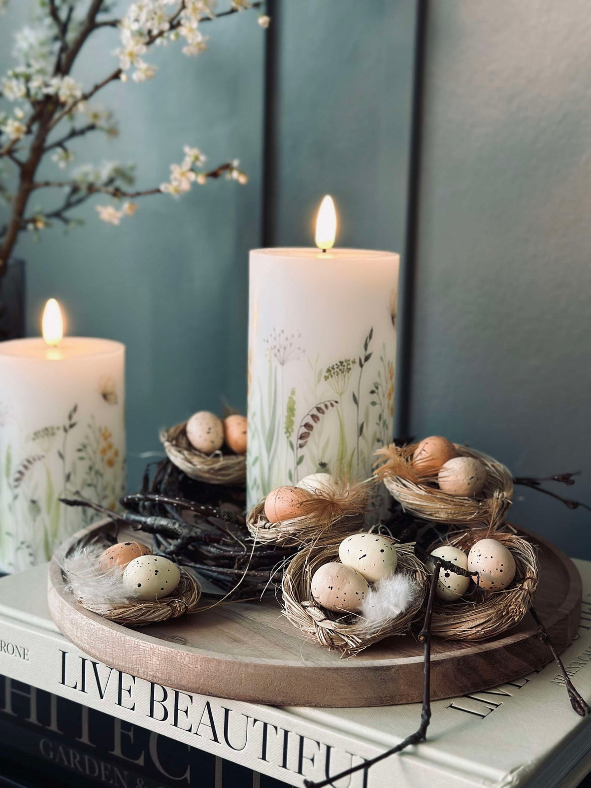 Lot de 6 nids avec œufs de Pâques - Décoration de table