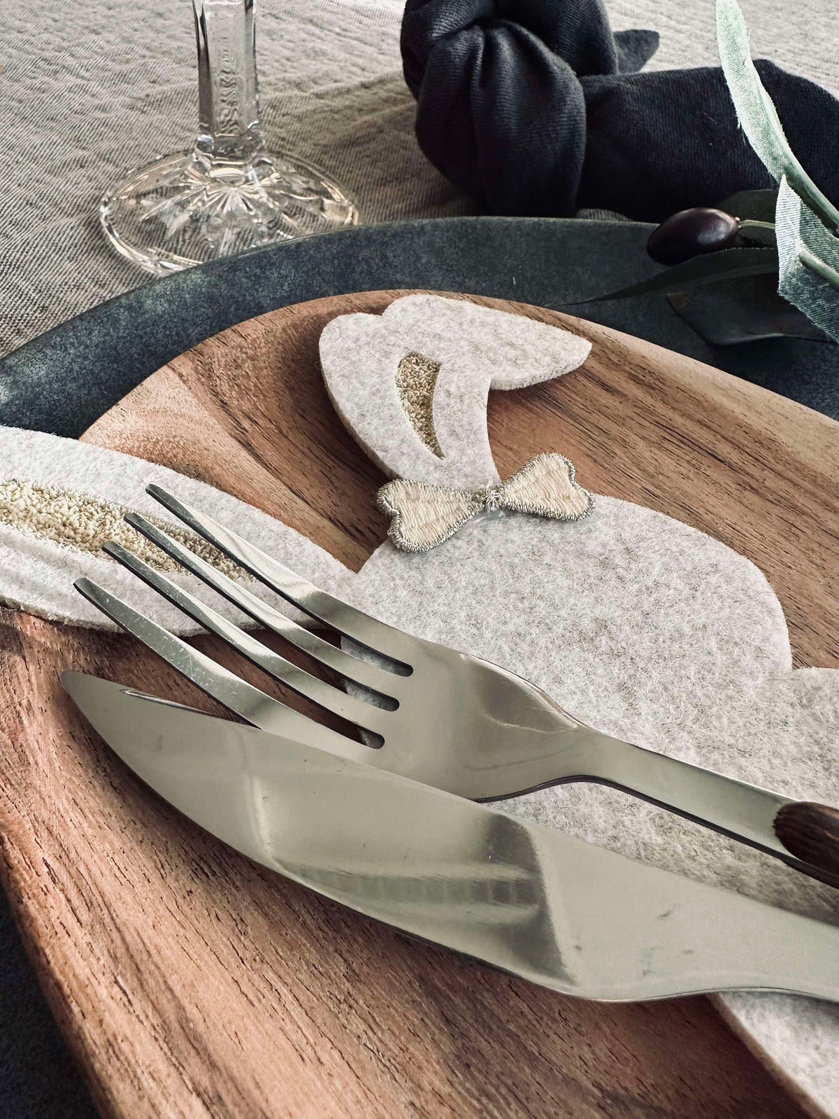 Porte-couverts lapin Clair - Lot de 4 pièces