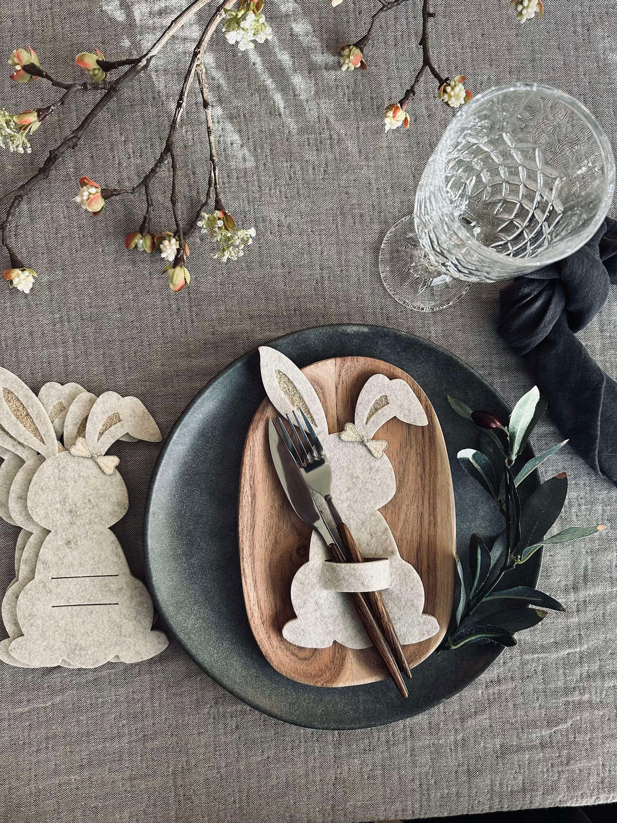 Porte-couverts lapin Clair - Lot de 4 pièces