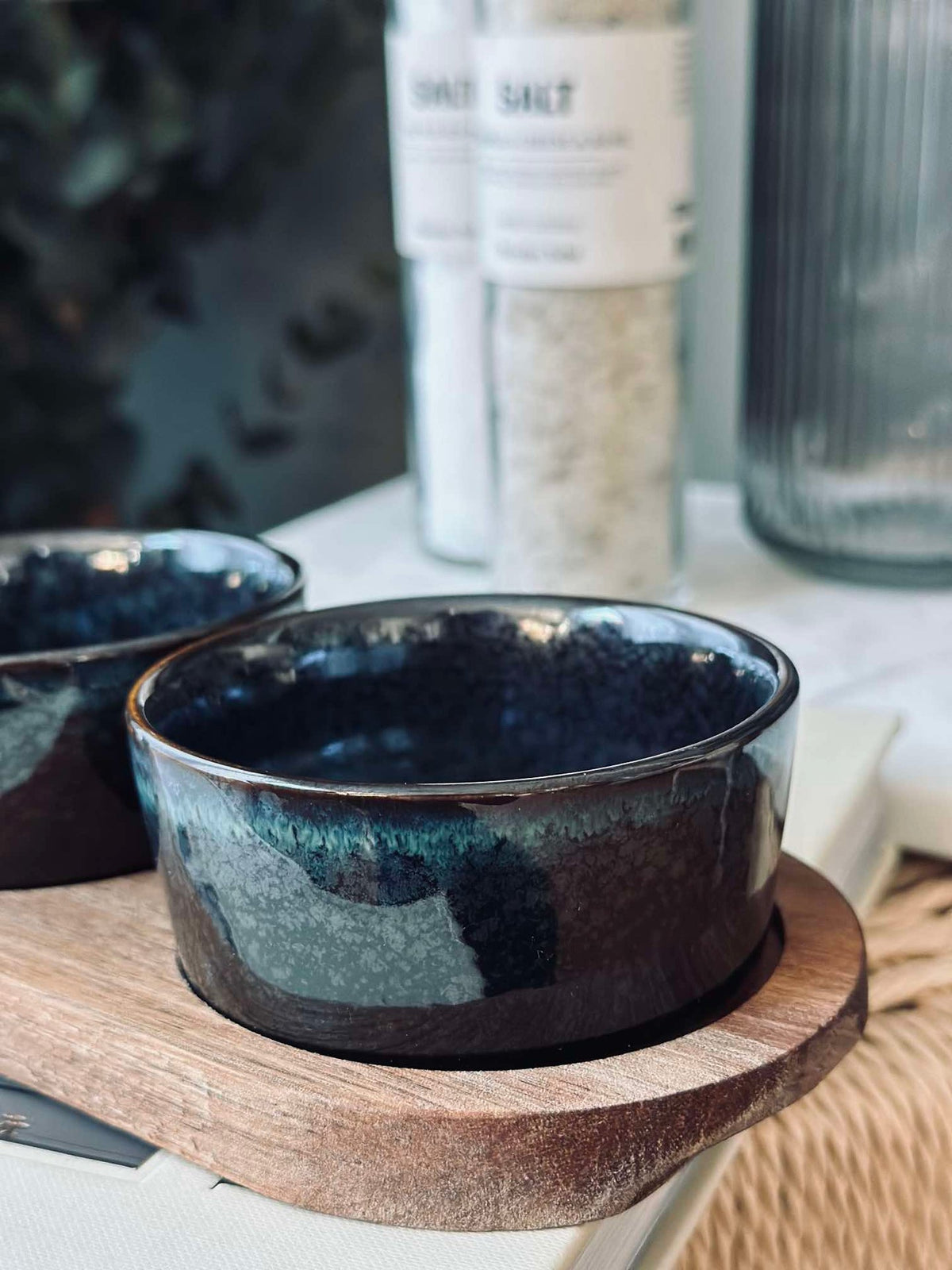 Set à tapas avec 3 bols et plateau - Stone mix