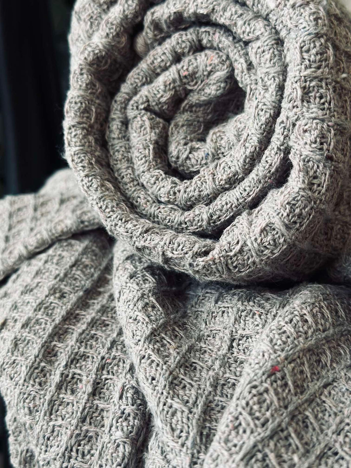Plaid coton gaufré - Taupe