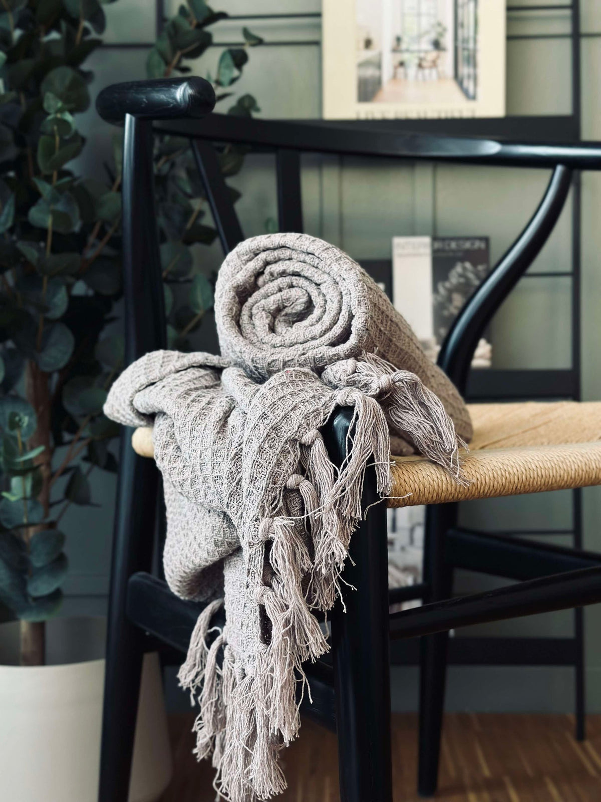 Plaid coton gaufré - Taupe