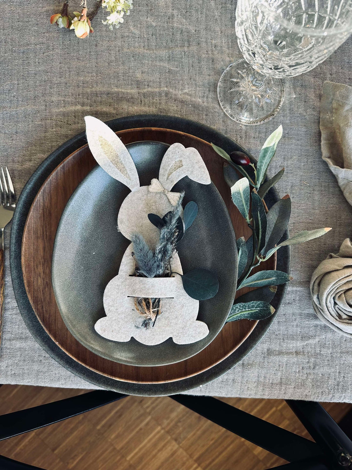 Porte-couverts lapin Beige- Lot de 4 pièces