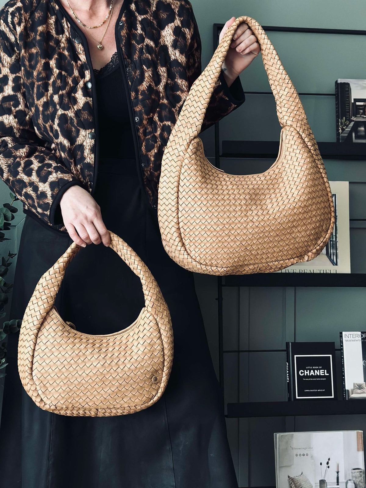 Sac à bandoulière tressé à la main élégant - Sable grand