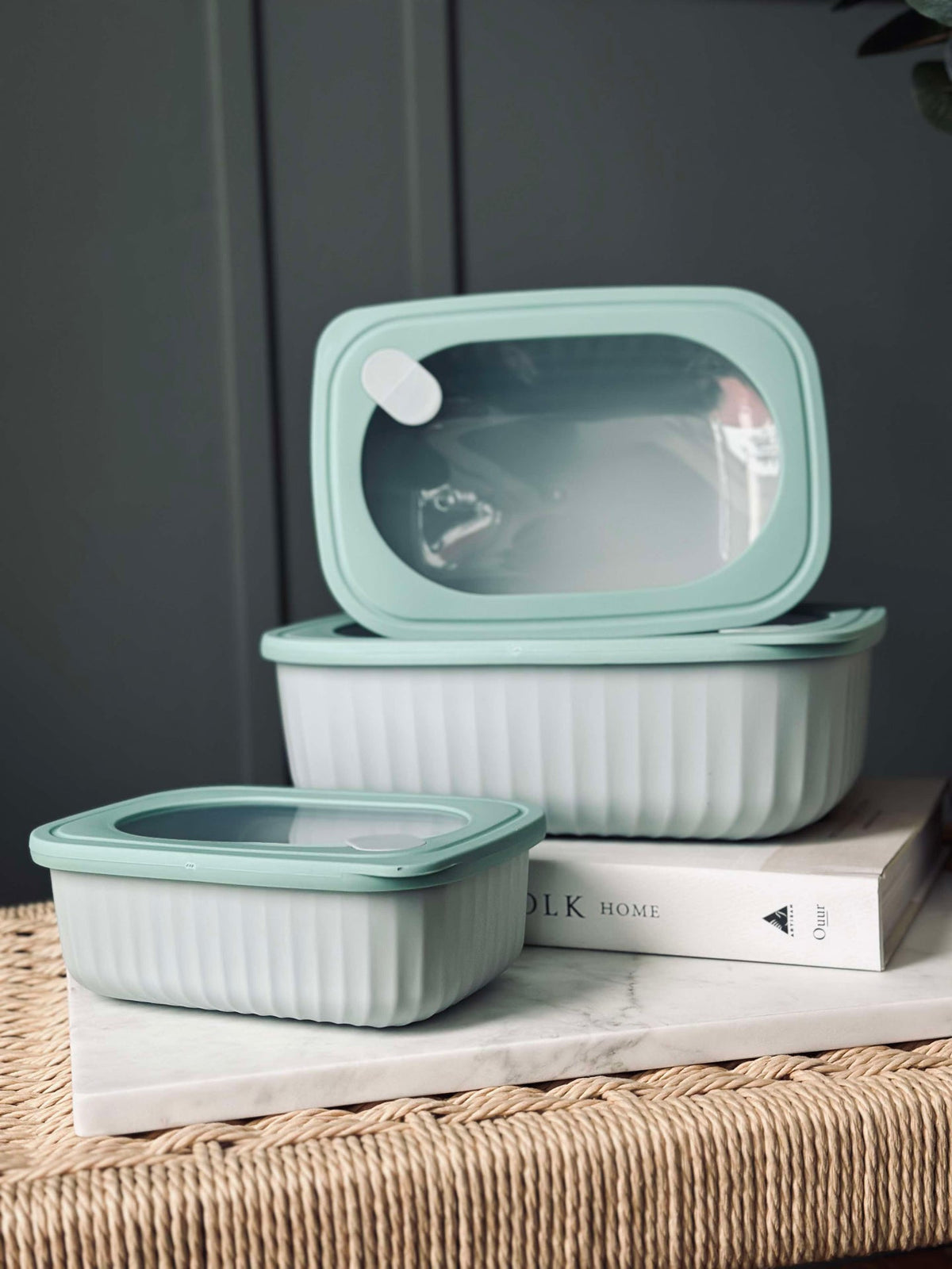 Boîtes de rangement Dusty green – Lot de 3 pièces