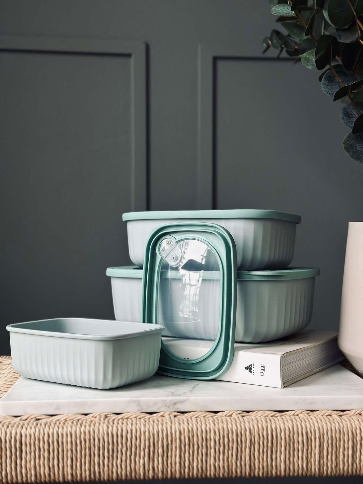 Boîtes de rangement Dusty green – Lot de 3 pièces