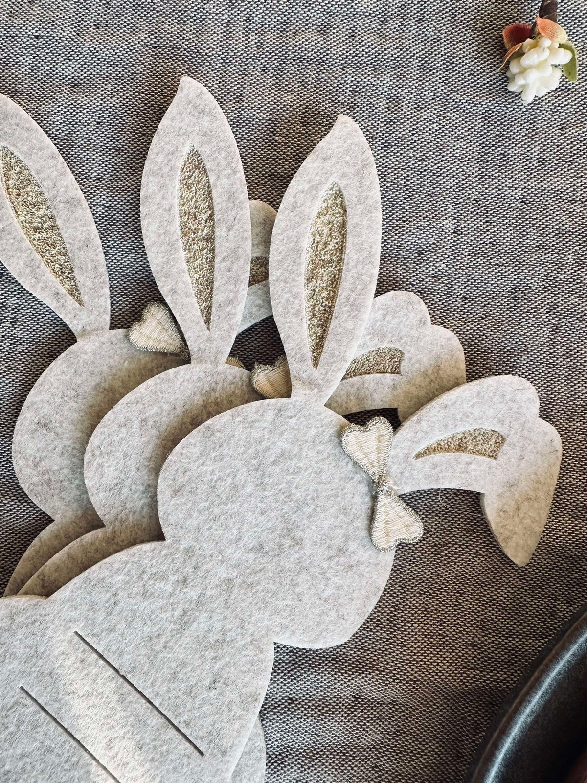 Porte-couverts lapin Beige- Lot de 4 pièces