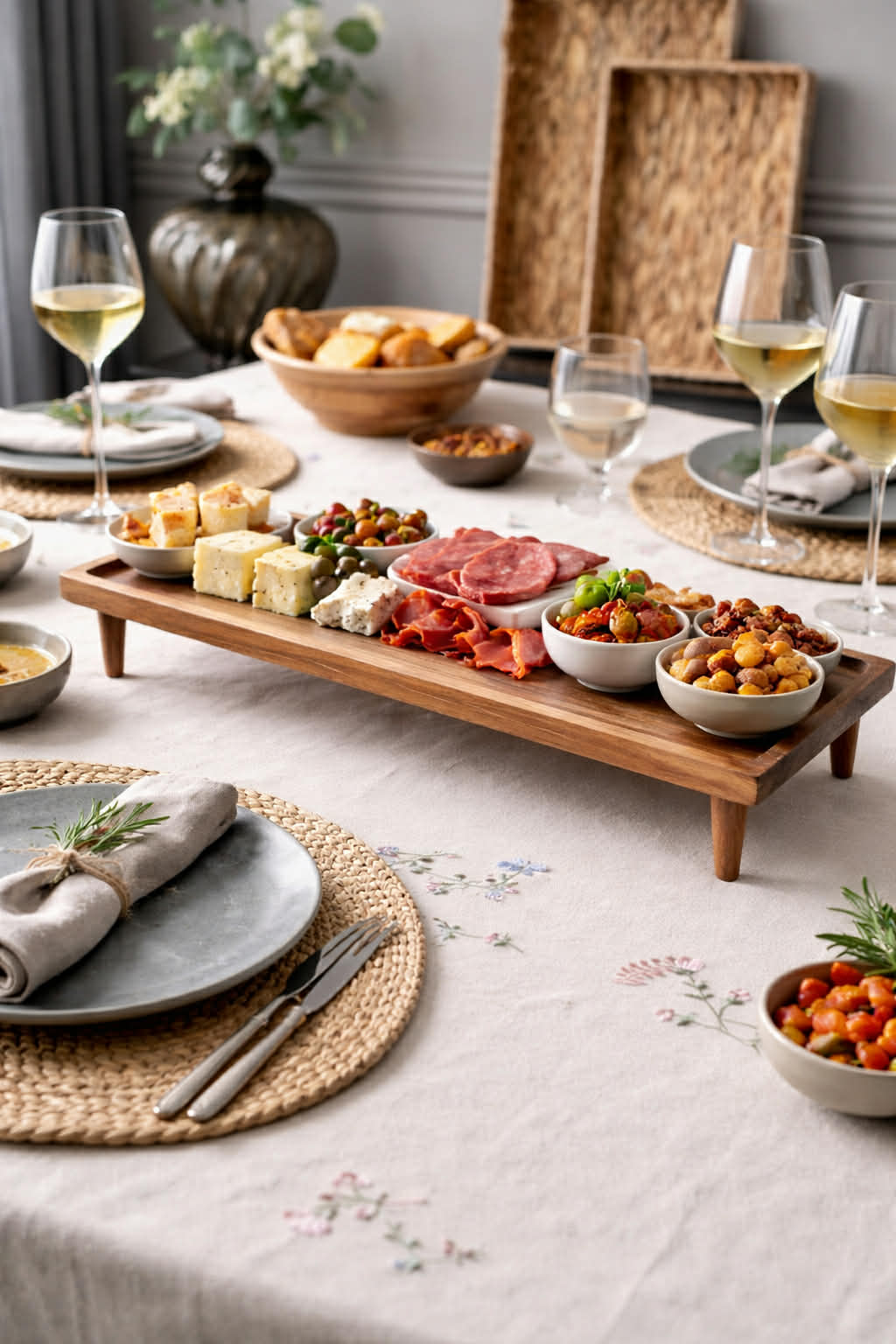 Plateau avec pieds Bois d'acacia - Idéal pour les tapas