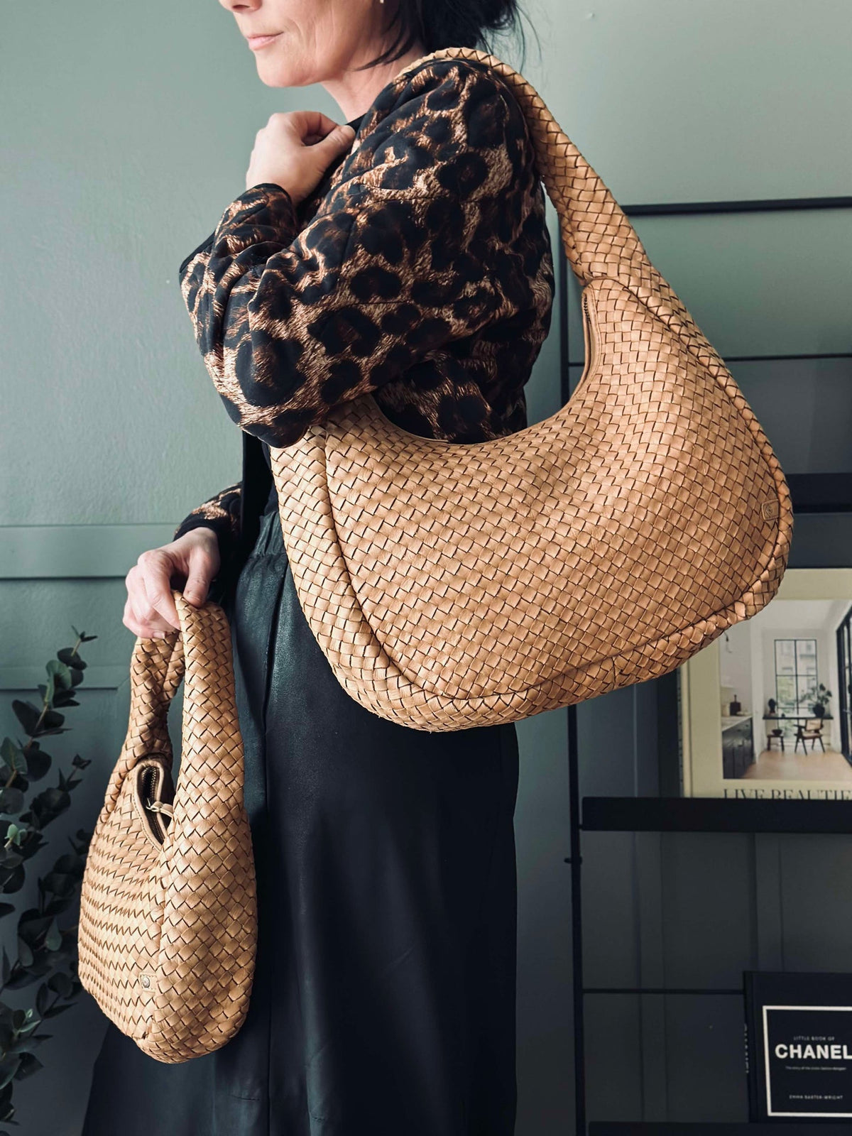 Sac à bandoulière tressé à la main élégant - Sable grand