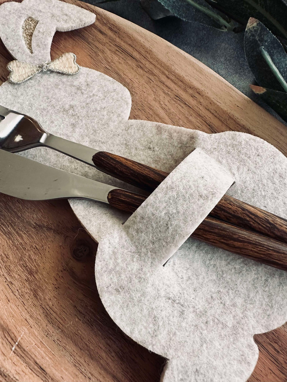 Porte-couverts lapin Clair - Lot de 4 pièces