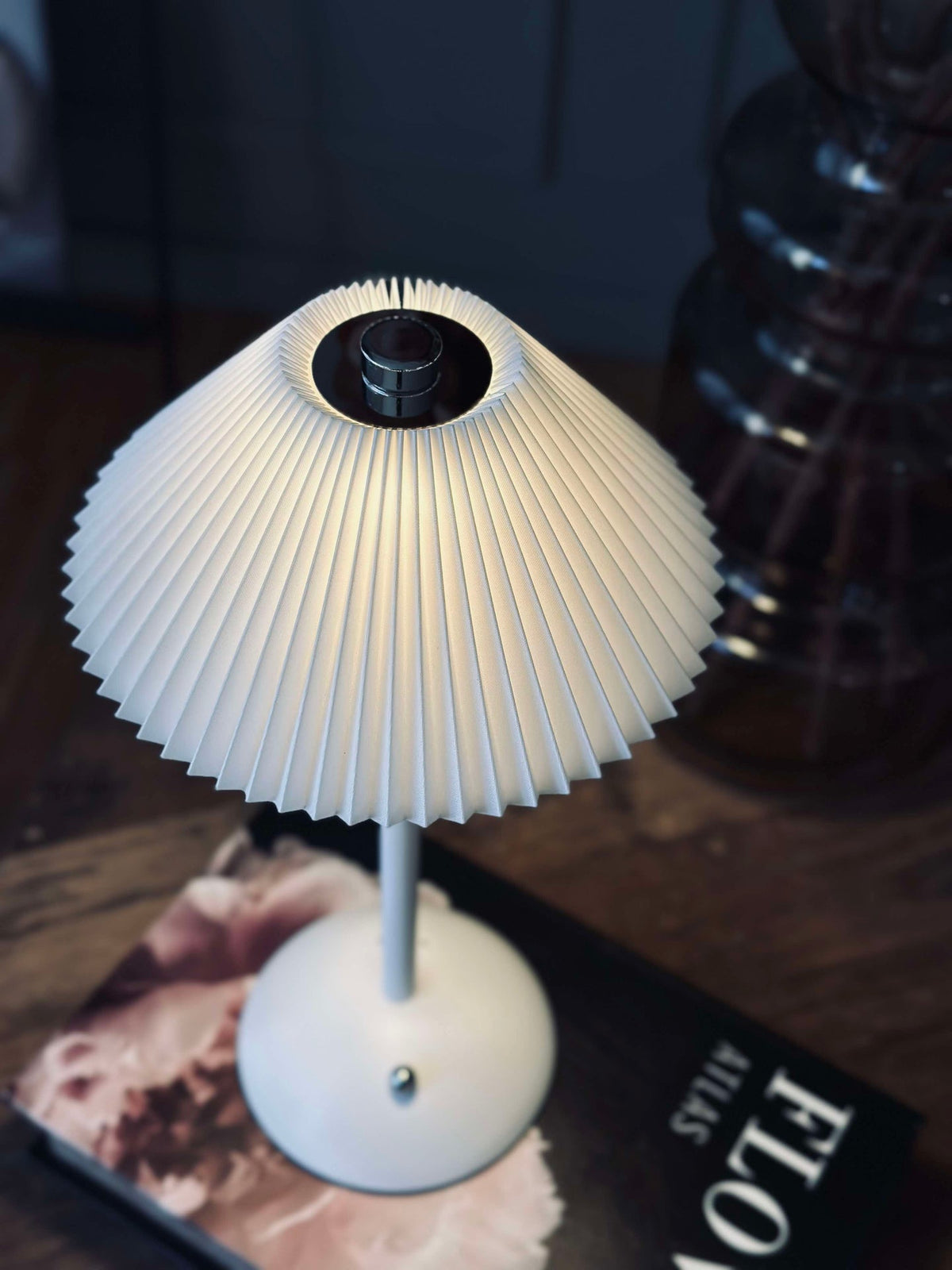 Lampe de table tactile Plissé Blanc