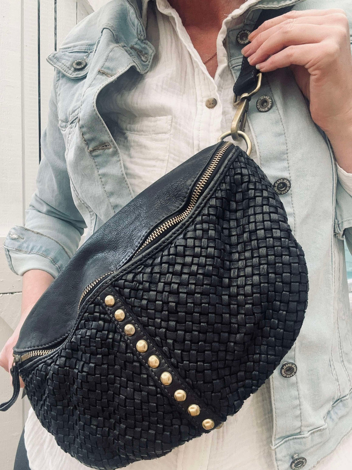 Bumbag JOMA tressée et ornée de clous - Black