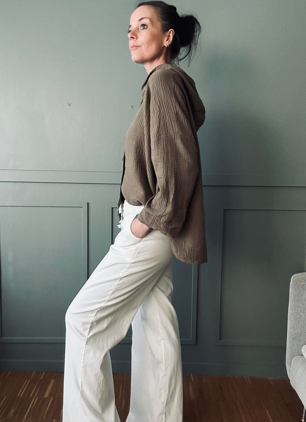 Pantalon avec stretch Blanc – plus onesize 40-48